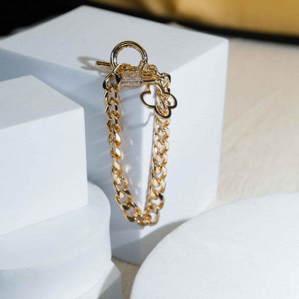 Yellow Gold Bracelet with Mix Shapes Decorations
